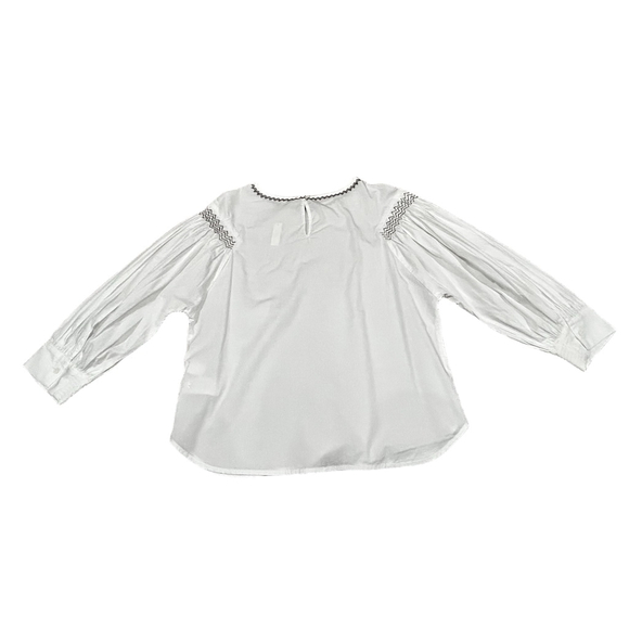 116. NWT Madewell Embroidered Poplin Balloon-Sleeve Top in white Medium - Picture 4 of 9